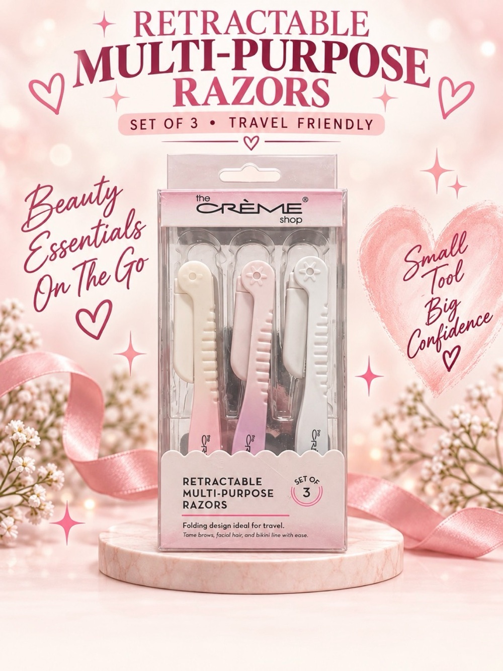 The Crème Shop Retractable Multi-Purpose Razors - (Set of 3)